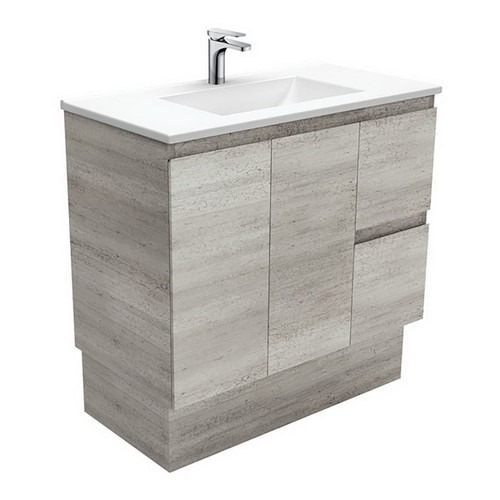 Vanessa 900 Poly-Marble Moulded Basin-Top Single Bowl + Edge Industrial Cabinet On Kick Board 2 Door 2 Drawer RH 1 Tap Hole [197985]