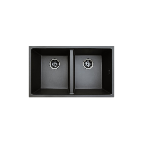 Kuro Granite 48L/48L Double Bowl Kitchen Sink Matte Black [332037]