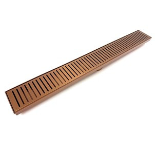 Slotted Linear Shower Grate 800mm Length + 74mm Outlet Brushed Bronze [328484]