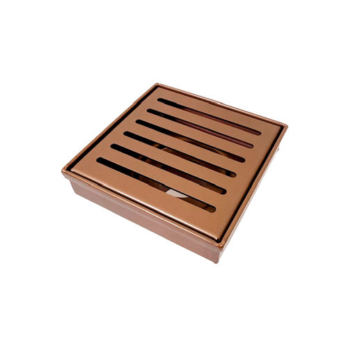 Slotted Square Shower Grate 100mm + 38mm Outlet Brushed Bronze [328522]