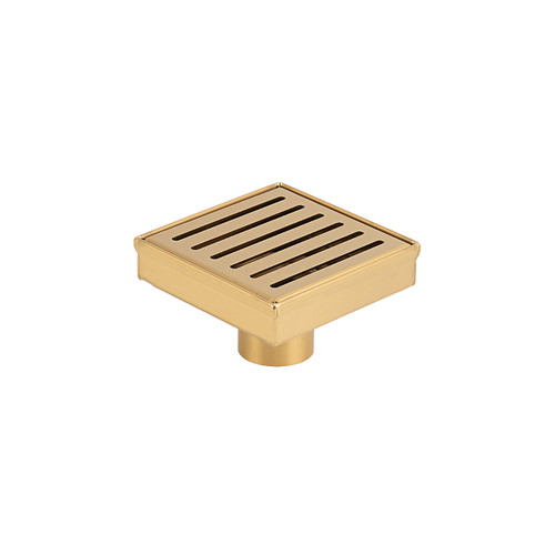 Slotted Square Shower Grate 100mm + 74mm Outlet Brushed Gold [328516]