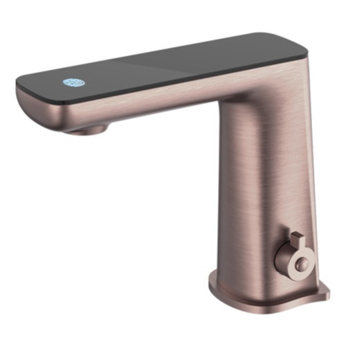Claudia Sensor Basin Mixer with Black Glass Top 6Star Brushed Bronze Lead Free [332420]