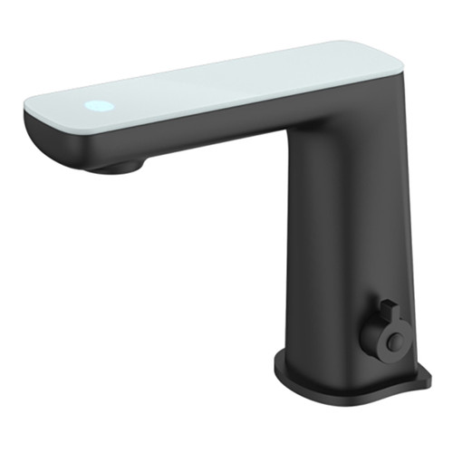 Claudia Sensor Basin Mixer with Opaque White Glass Top 6Star Matte Black Lead Free [332422]