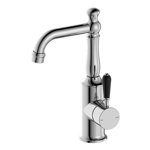 York Basin Mixer with Black Porcelain Lever 5Star Chrome Lead Free [332430]