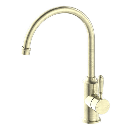 York Sink Mixer Gooseneck Spout with Metal Lever 5Star Aged Brass Lead Free [332442]