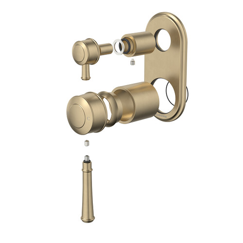 Riviere Bath or Shower Mixer with Diverter Trim Kit Brushed Brass [334400]