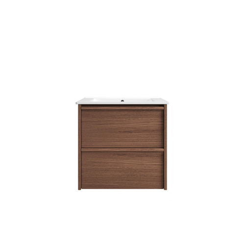 Venetta Framed Wall-Hung 600mm Walnut Cabinet with Crystal Ceramic Top [332153]