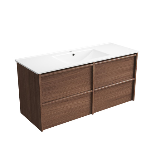 Venetta Framed Wall-Hung 1200mm Walnut Cabinet with Crystal Ceramic Top [332167]