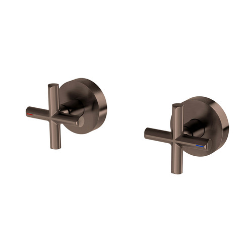 Vivid Slimline Plus Wall Top Assemblies 15mm Extended Spindles Brushed Bronze [337292]