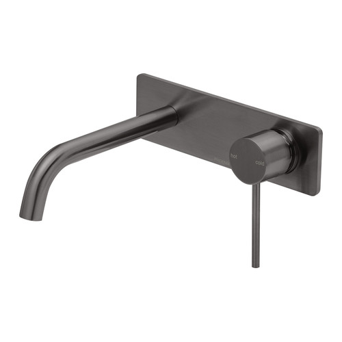 Vivid Slimline Wall Bath Mixer Set 180mm Curved Brushed Carbon [278852]