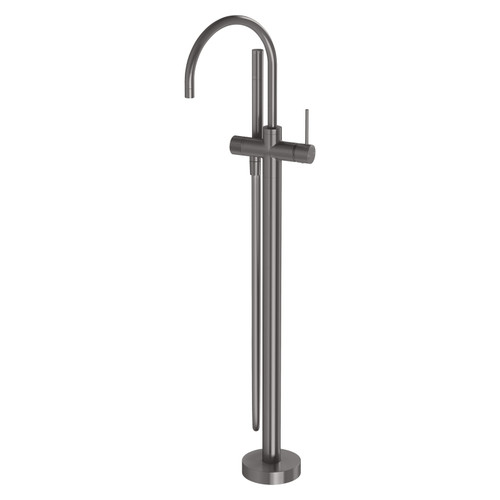 Vivid Slimline Floor Mounted Bath Mixer with Hand Shower Brushed Carbon [278885]
