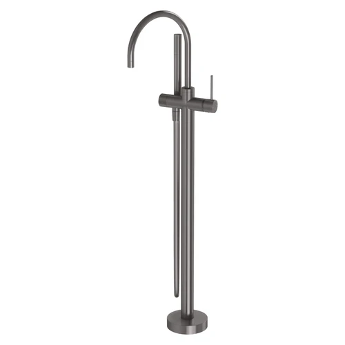 Vivid Slimline Floor Mounted Bath Mixer with Hand Shower Brushed Carbon [278885]