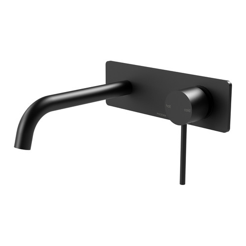 Vivid Slimline SwitchMix Wall Basin or Bath Mixer Set 180mm Fit-Off Kit Matte Black [300376]