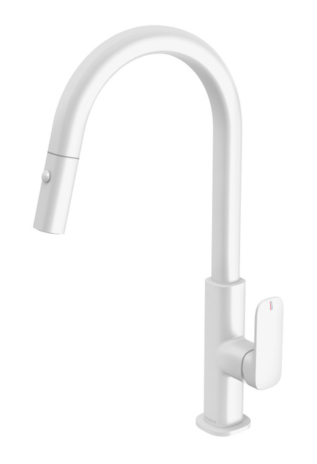 Nuage Pull Out Sink Mixer 200mm Matte White [300612]