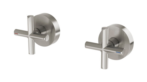 Vivid Slimline Plus Wall Top Assemblies Ceramic Disc 3/4 Turn Brushed Nickel (Pair) Lead Free [301713]