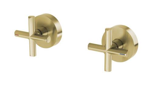 Vivid Slimline Plus Wall Top Assemblies Ceramic Disc 3/4 Turn Brushed Gold (Pair) Lead Free [302454]