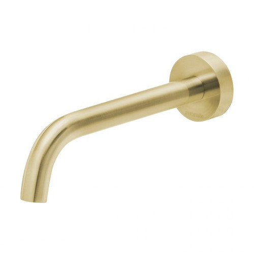 Vivid Slimline Wall Bath Spout 180mm Curved Brushed Gold Lead Free [302448]