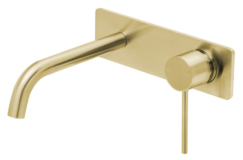Vivid Slimline SwitchMix Wall Bath or Basin Mixer Set 180mm Spout Fit-Off Kit Brushed Gold Lead Free [304362]