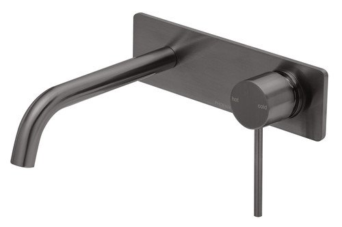 Vivid Slimline SwitchMix Wall Basin or Bath Mixer Set 180mm Brushed Carbon Lead Free [310492]