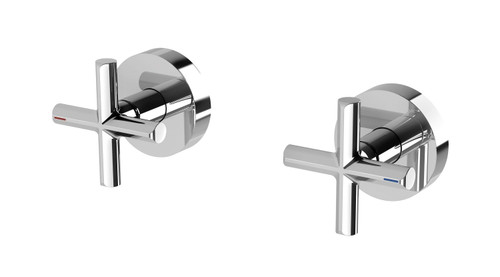 Vivid Slimline Plus Wall Top Assemblies Pair Ceramic Disc 3/4 Turn (15mm Extended Spindles) Chrome Lead Free [310497]