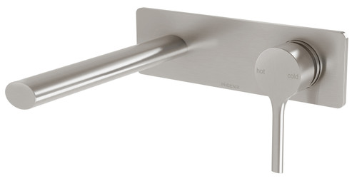 Vivid Slimline Oval SwitchMix Wall Basin or Bath Mixer Set 175mm Brushed Nickel Lead Free [312257]