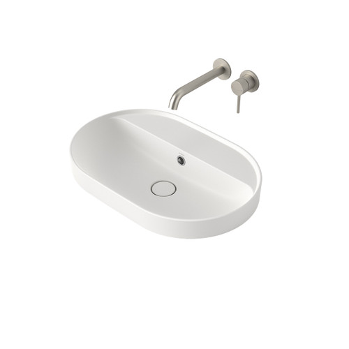 Liano II 600mm Pill Inset Basin with Tap Landing Matte White with Overflow 0 Tap Holes [310760]