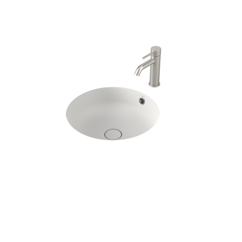 Liano II 440mm Round Under/Over Counter Basin Matte White with Overflow [310764]