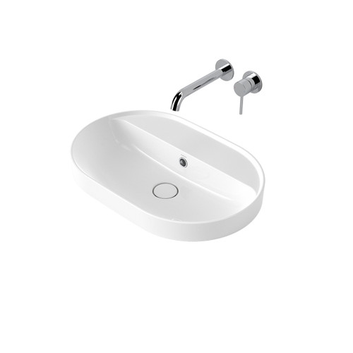 Liano II 600mm Pill Inset Basin with Tap Landing with Overflow White 0 Tap Holes [310674]