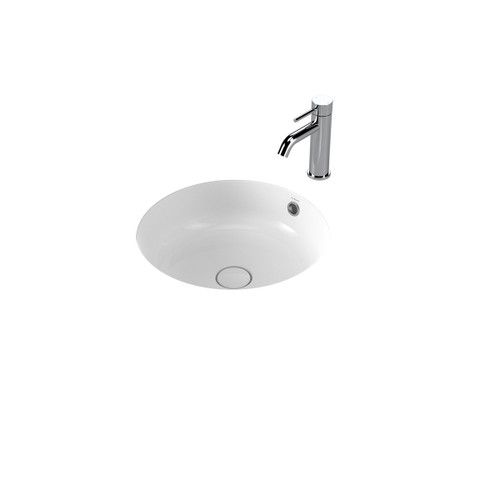 Liano II 440mm Round Under/Over Counter Basin with Overflow White [310676]