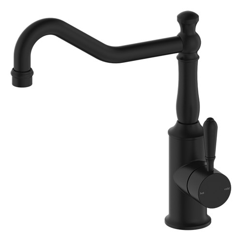 York Sink Mixer Hook Spout with Metal Lever 5Star Matte Black Lead Free [330149]