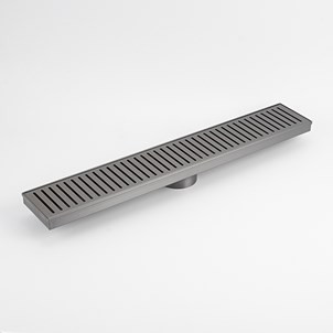 Slotted Linear Shower Grate 600mm Length + 74mm Outlet Gunmetal Grey [328512]