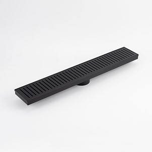 Slotted Linear Shower Grate 1000mm Length + 74mm Outlet Matte Black [328482]