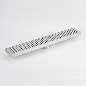 Slotted Linear Shower Grate 1000mm Length + 38mm Outlet Brushed Satin [328520]