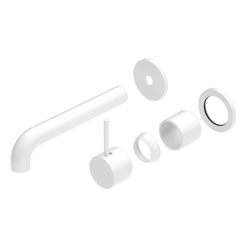 Mecca Wall Basin or Bath Mixer Set Separete Back Plate Handle Up 185mm (Trim Kit Only) Matte White [289834]