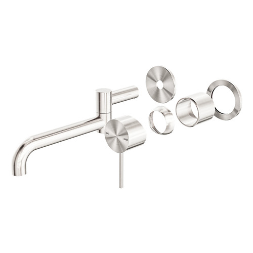 Mecca Wall Basin or Bath Mixer Set Swivel Spout 225mm Trim Kit (Only) Brushed Nickel [297203]
