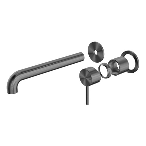 Zen SS316L Wall Basin or Bath Mixer Set Separate Back Plate 230mm Spout (Trim Kit Only) Graphite [300163]
