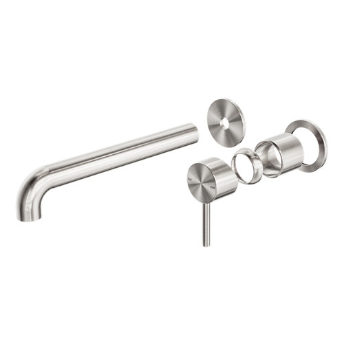 Zen SS316L Wall Basin or Bath Mixer Set Separate Back Plate 230mm Spout (Trim Kit Only) Brushed Nickel [300285]
