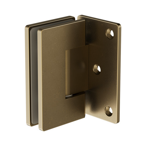 90° Glass to Wall Shower Hinge 10mm Glass Tumbled Antique Brass [338543]