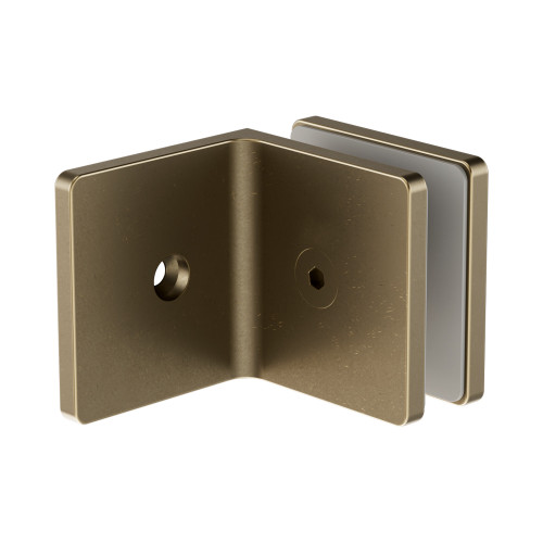 90° Glass to Wall Bracket 10mm Glass Tumbled Antique Brass [338552]