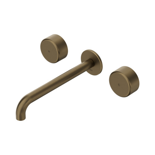 Serenity Wall Basin Set 220mm Spout with Metal Handle Tumbled Antique Brass [338409]