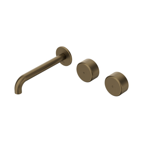 Serenity Wall Basin Set 185mm Offset Spout with Metal Handle Tumbled Antique Brass [338518]