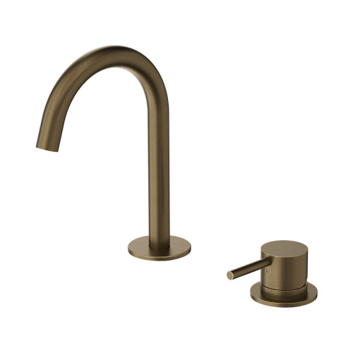 Mecca Hob Basin Mixer Set Arc Spout Tumbled Antique Brass [338529]