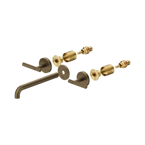 Mecca Lever Wall Basin or Bath Set 220mm Spout Trim Kit (Only) Tumbled Antique Brass [338620]