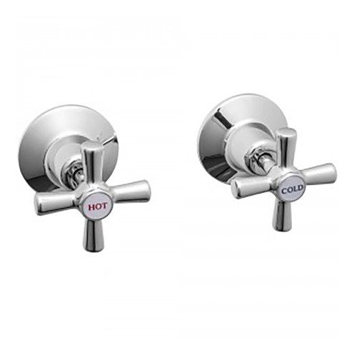 Easyclean Wall Top Assemblies Ceramic Disc w/Handle & Button Chrome (Pair) [133315]