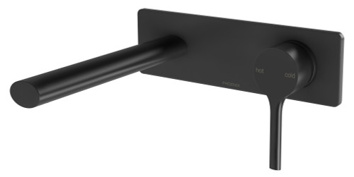 Vivid Slimline Oval Wall Basin Mixer Set with 175mm Spout 6Star Matte Black [150352]