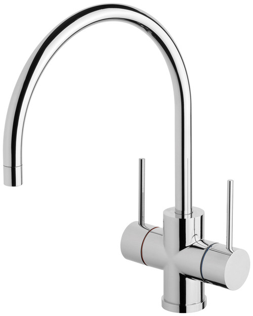 Vivid Slimline Sink Mixer (Twin Handle 220mm Gooseneck) 4Star Chrome [158865]