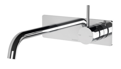 Vivid Slimline Wall Bath or Basin Mixer Set (Handle Up) 175mm Spout 6Star Chrome [158833]