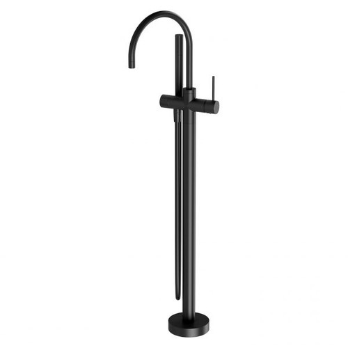 Vivid Slimline Floor Mounted Bath Mixer with Hand Shower 3Star Matte Black [180021]