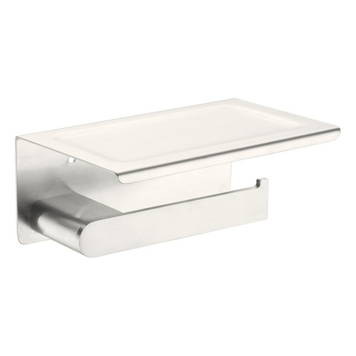 Bianca Toilet Roll Holder with Shelf Brushed Nickel [181286]