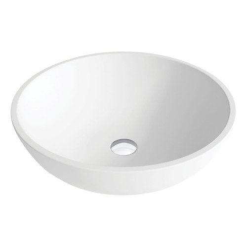 Basin Le x y Cast Stone Above Counter 380mm x 160mm Matte White 0 Tap Holes [180591]